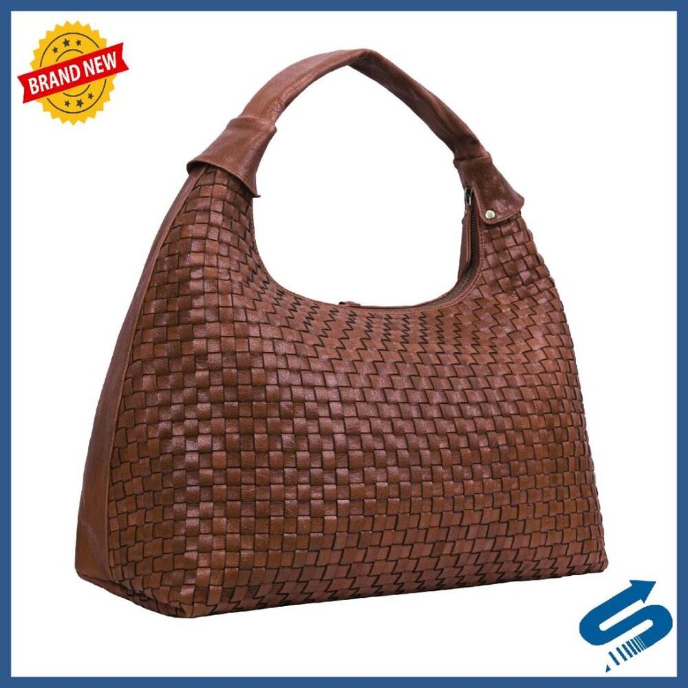 Large Braided Leather Tote Bag For Women - Spacious Work & Travel Bag